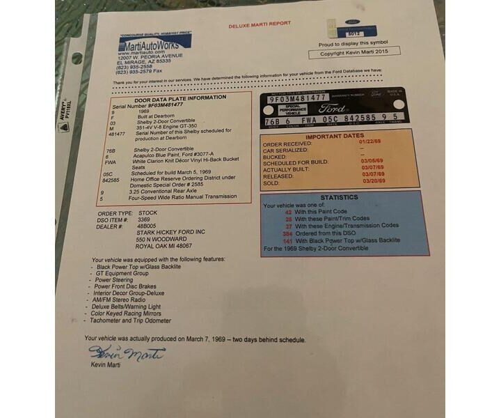 Marti Report 1969 Shelby GT350