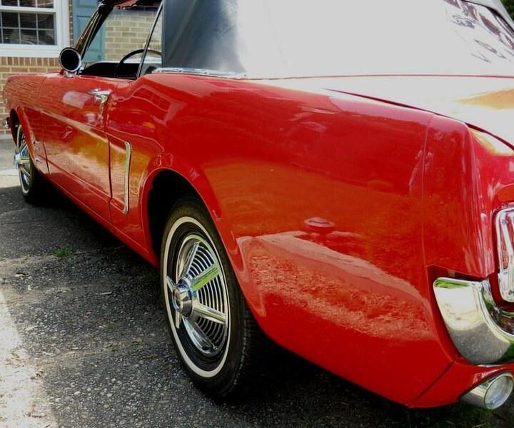 1965 Mustang Convertible Red Rear Side