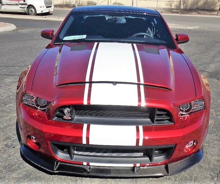 2014 Shelby Super Snake Red w/ White Stripes Hood